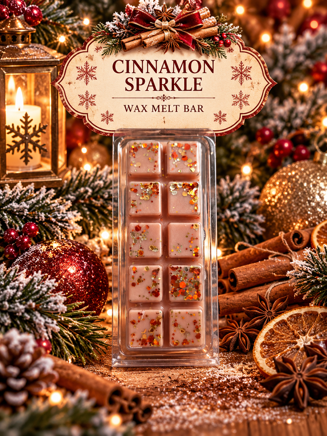 Cinnamon Sparkle Wax Melt Bar | Strong Scented Soy Wax Melts UK