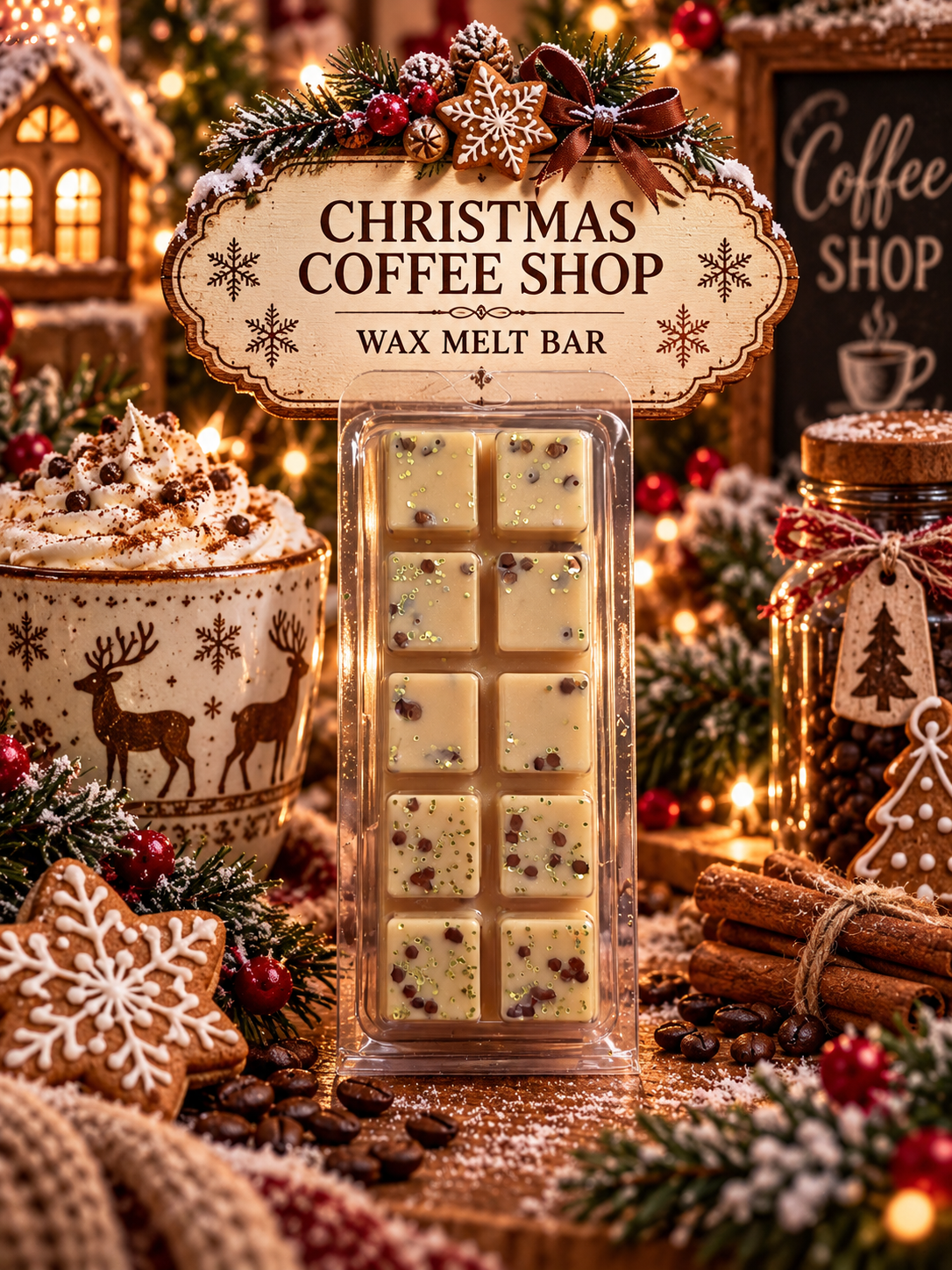 Christmas Coffee Shop Wax Melt Bar | Strong Scented Soy Wax Melts UK