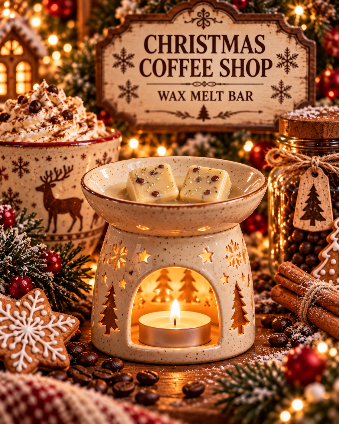Christmas Coffee Shop Wax Melt Bar | Strong Scented Soy Wax Melts UK