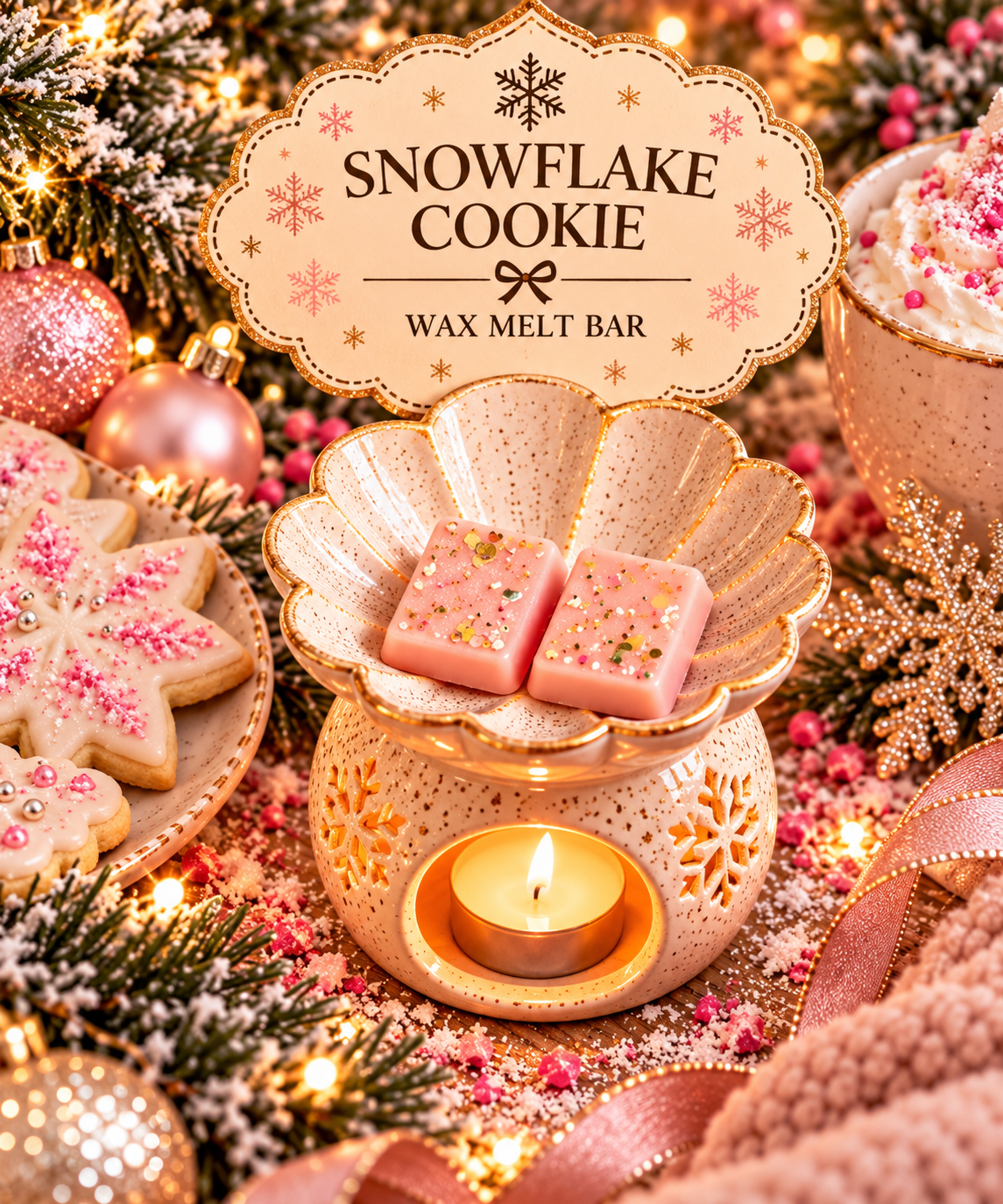 Snowflake Cookie Wax Melt Bar | Strong Scented Soy Wax Melts UK