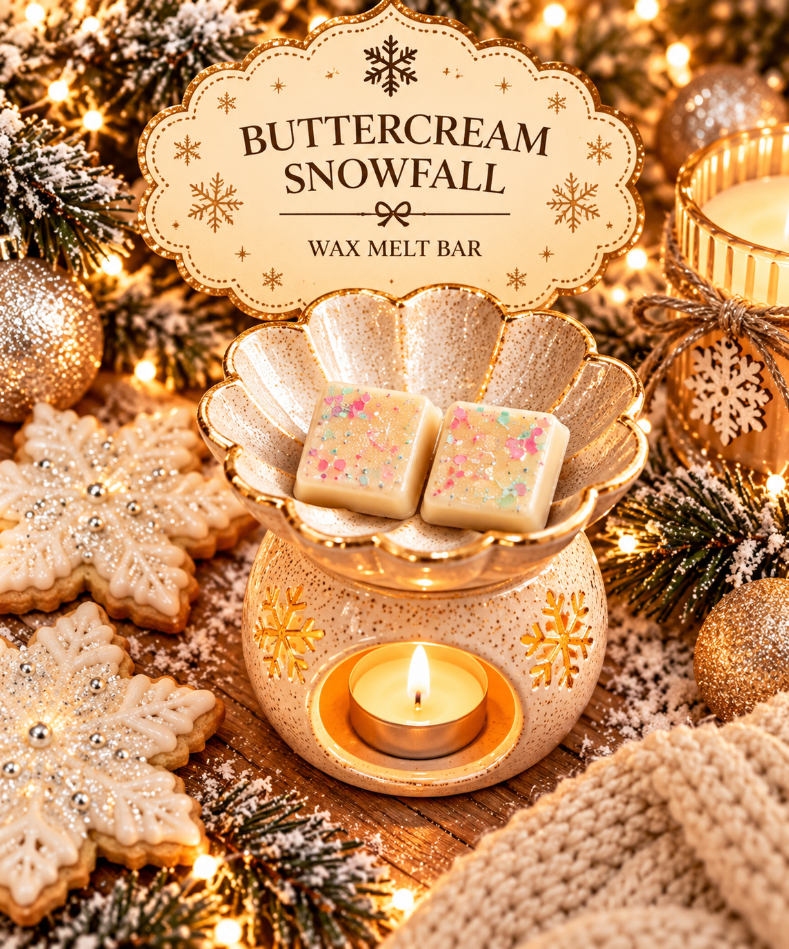Buttercream Snowfall Wax Melt Bar | Strong Scented Soy Wax Melts UK