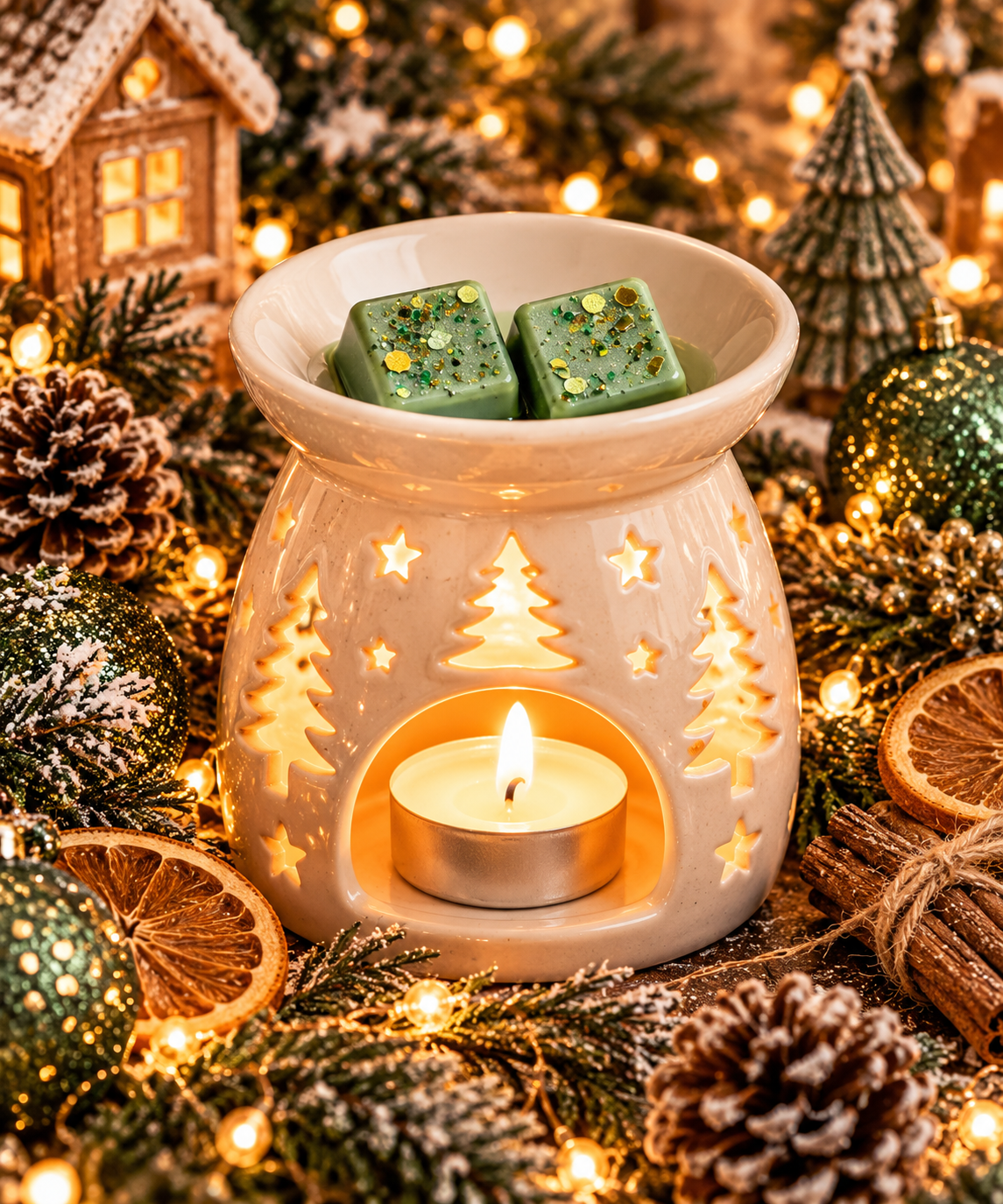 Frosted Evergreen Wax Melt Bar | Strong Scented Soy Wax Melts UK