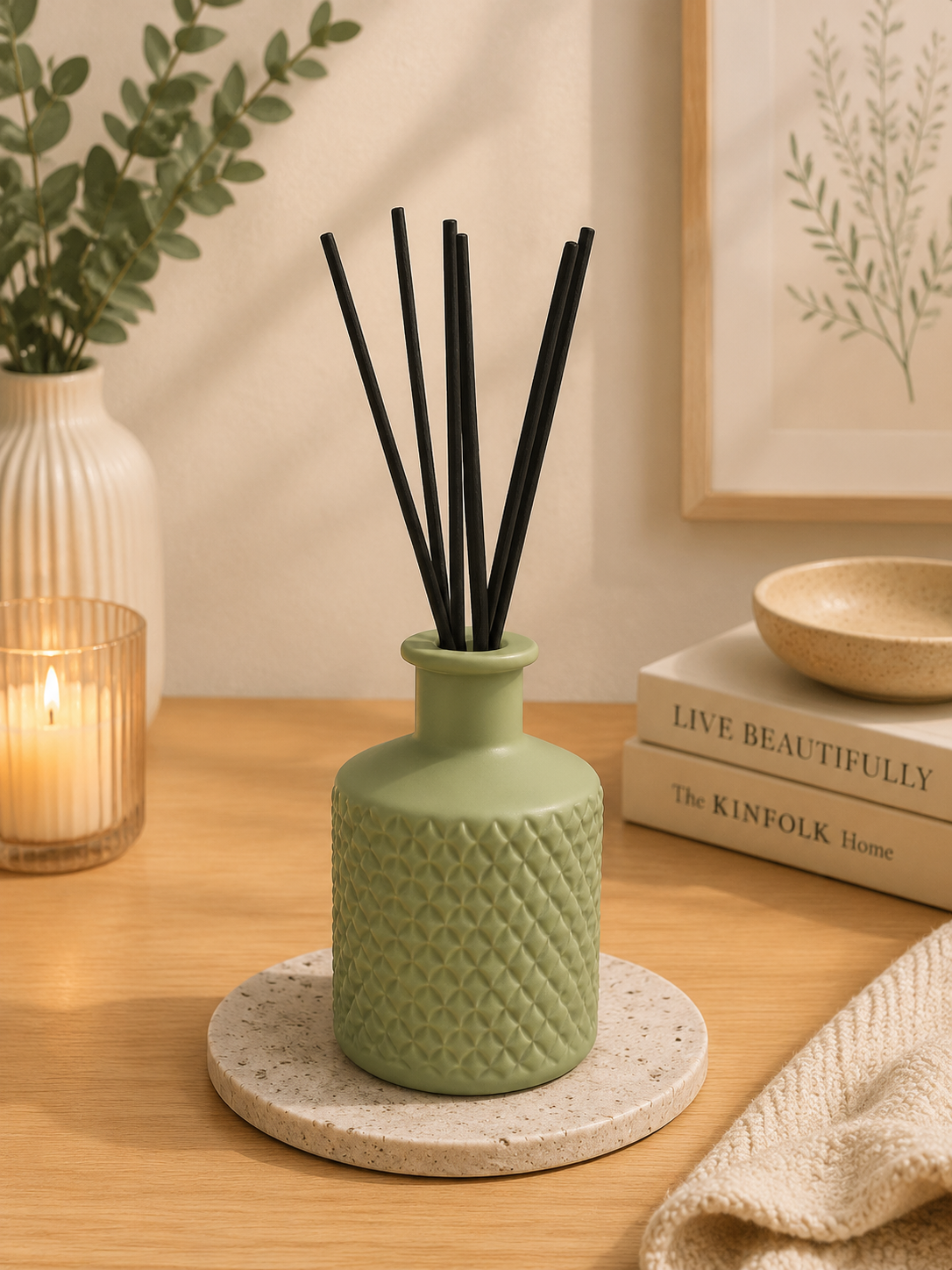Sage green diffuser in home