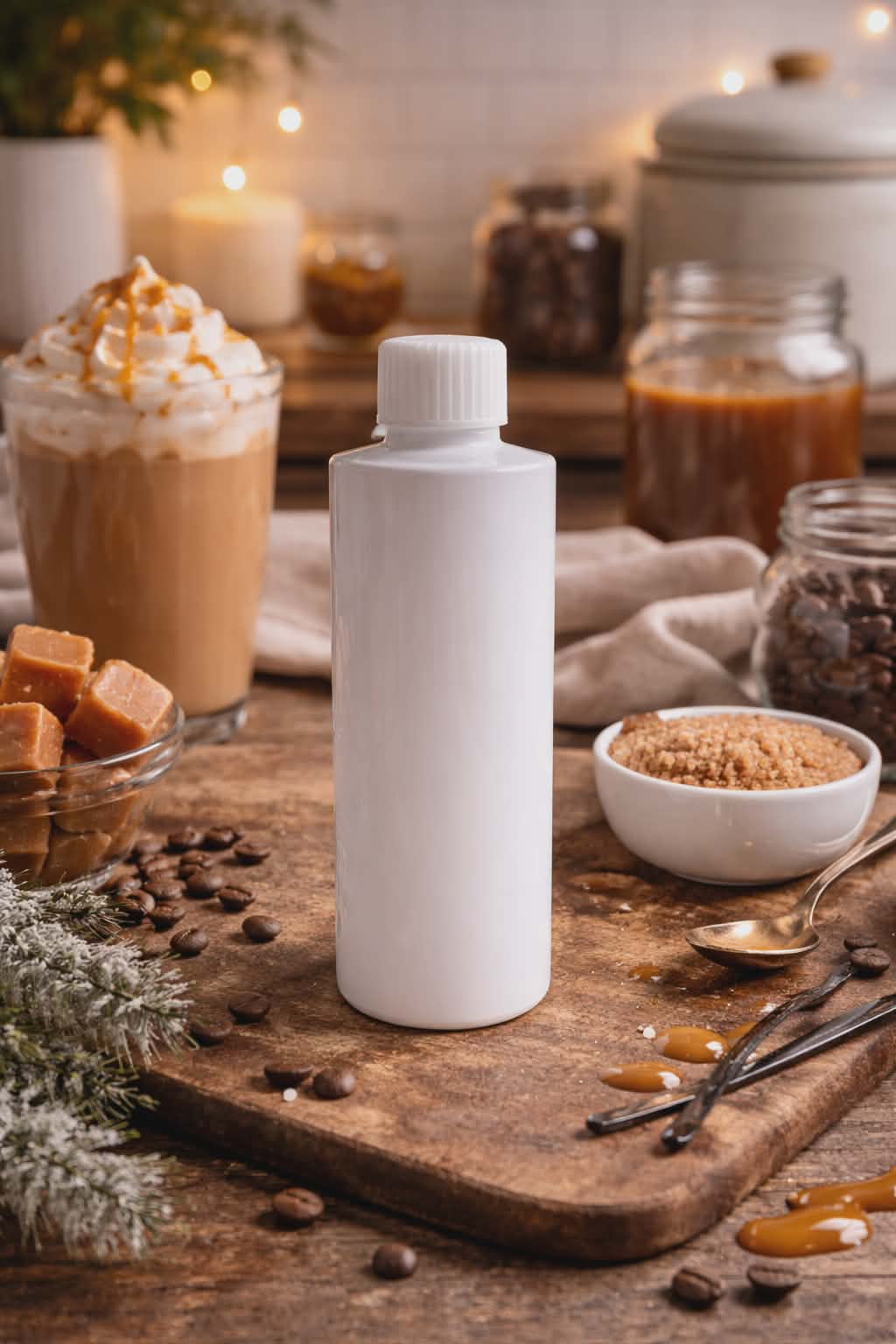 Coffee scented reed diffuser refill in caramel vanilla latte home fragrance.