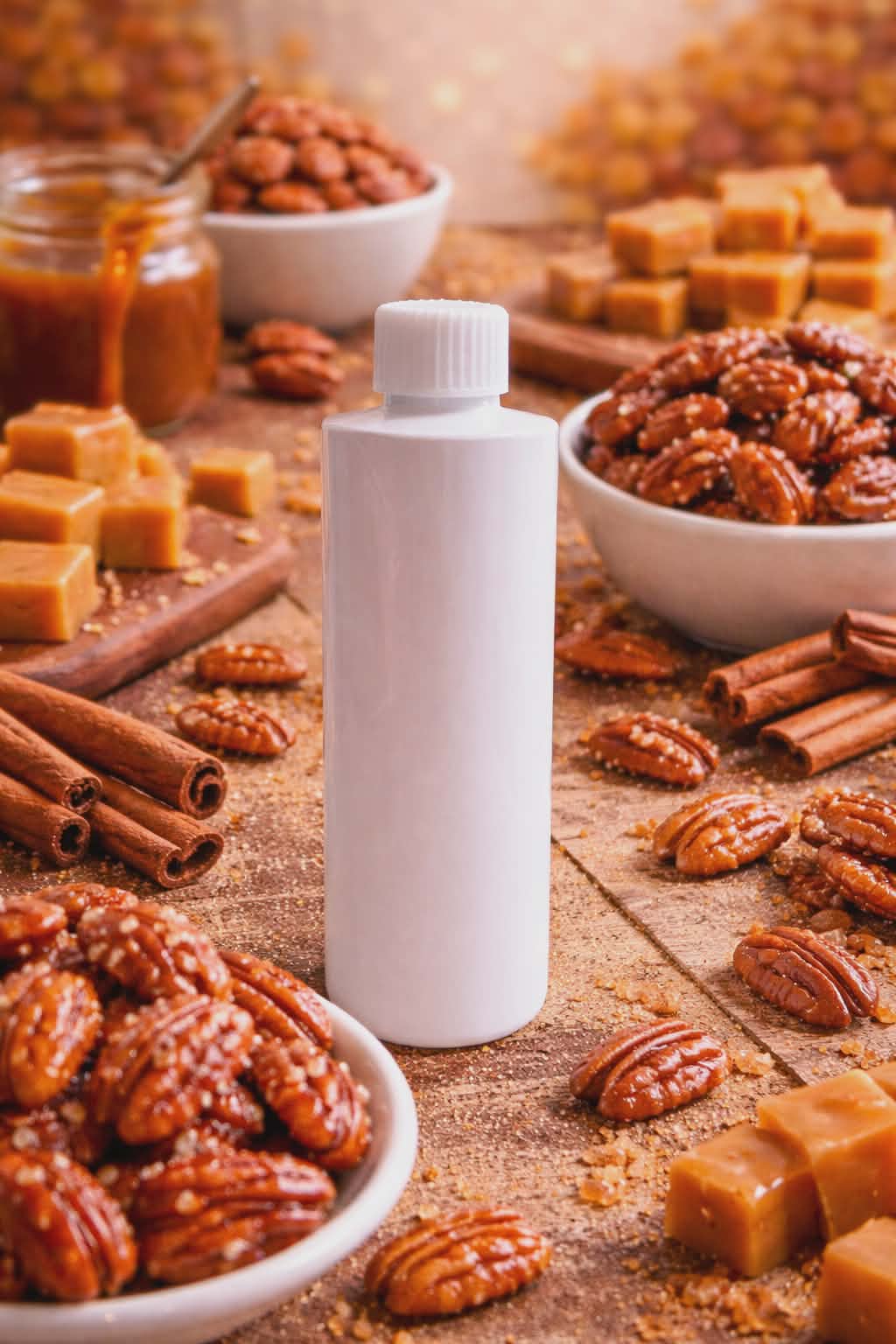 Caramelised Pecans scented reed diffuser refill with autumn decor.