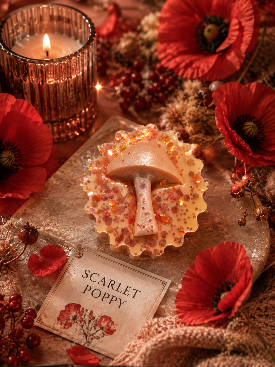 Scarlet Poppy Wax Melt Shape | Strong Scented Soy Wax Melts UK