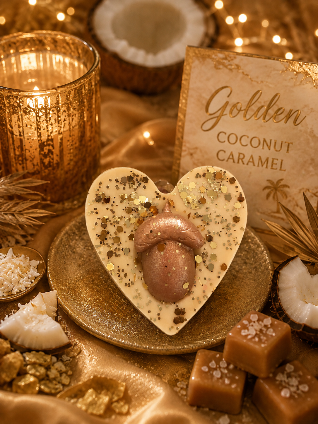 Golden Coconut Caramel Wax Melt Shape | Strong Scented Soy Wax Melts UK