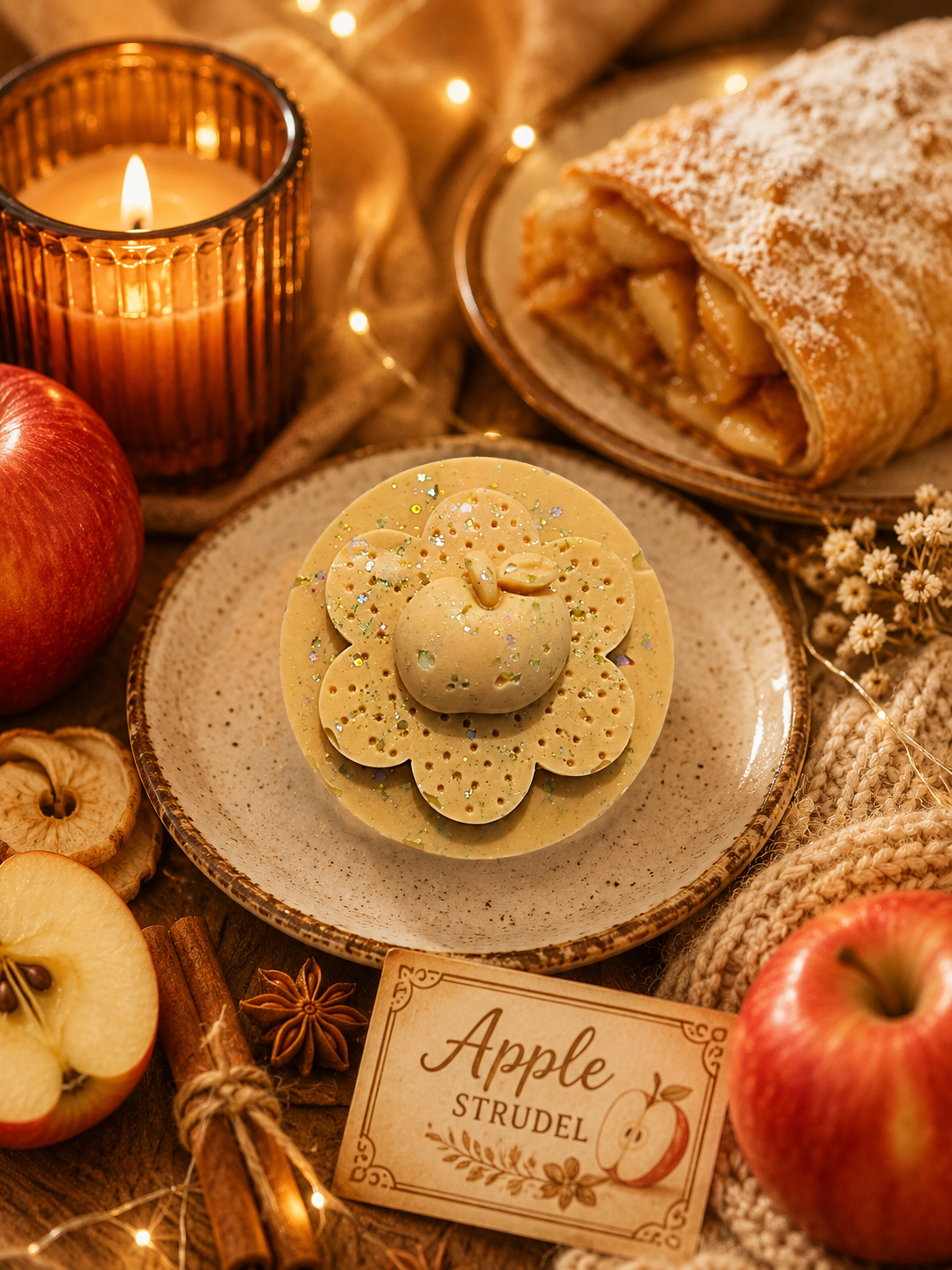 Apple Strudel Wax Melt Shape | Strong Scented Soy Wax Melts UK