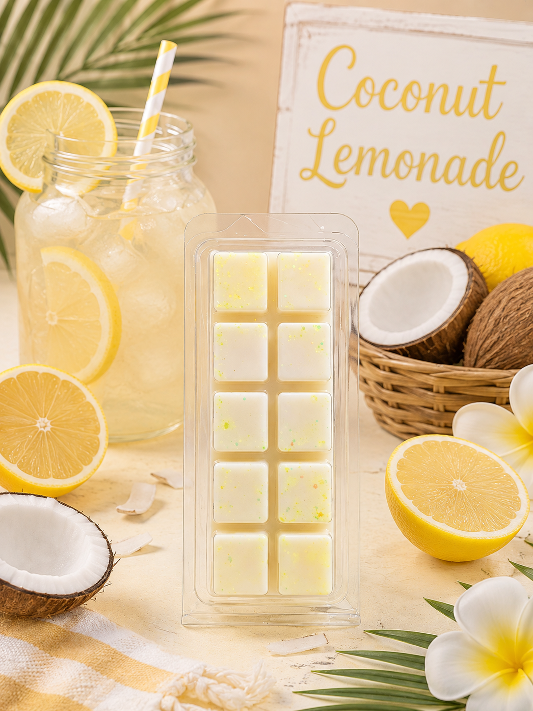 Coconut Lemonade Wax Melt Bar | Strong Scented Soy Wax Melts UK