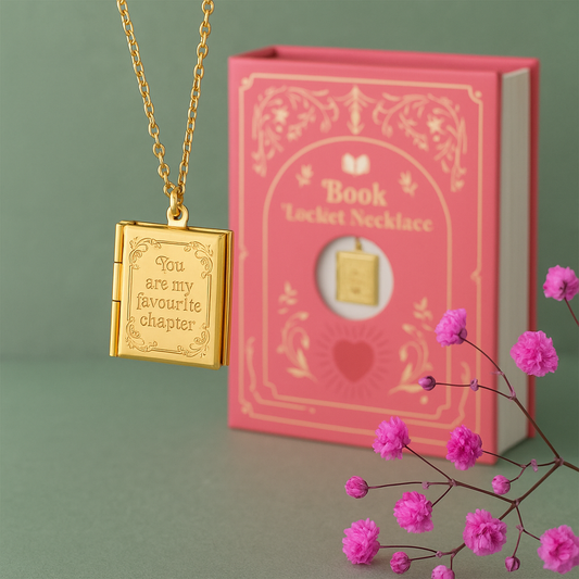 Book Shaped Locket Necklace in Gift Box