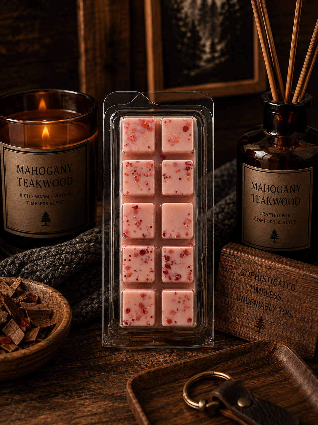 Mahogany Teakwood Wax Melt Bar | Strong Scented Soy Wax Melts UK