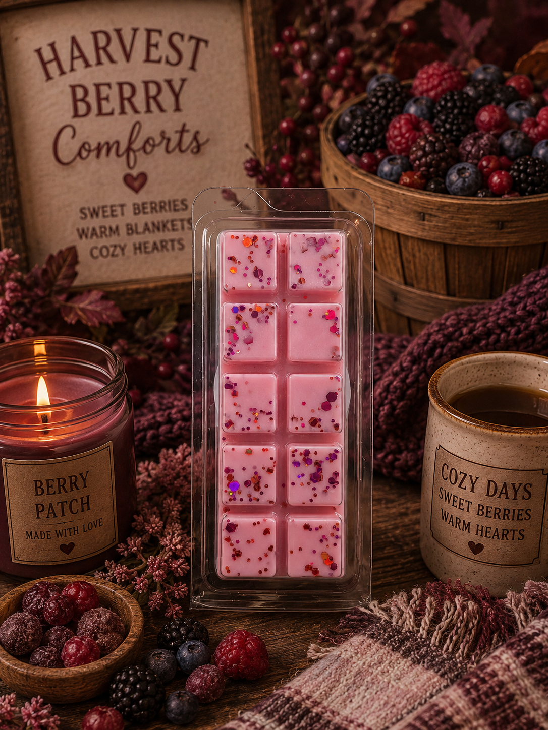 Harvest Berry Comforts Wax Melt Bar | Strong Scented Soy Wax Melts UK
