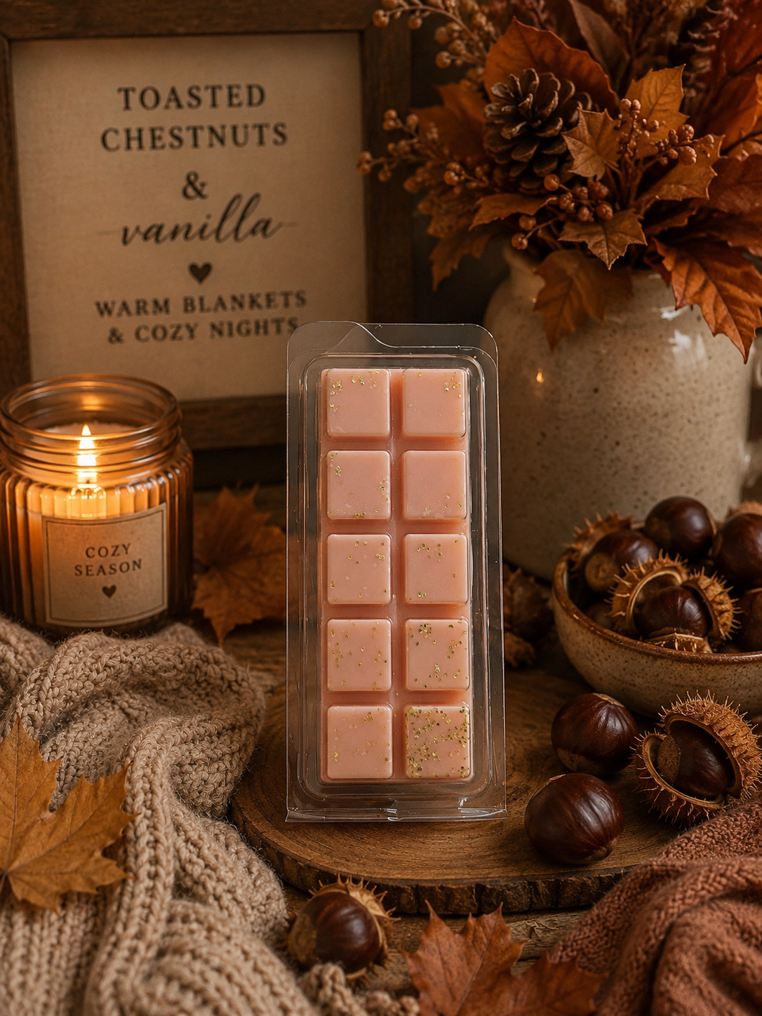 Toasted Chestnut and Vanilla Wax Melt Bar | Strong Scented Soy Wax Melts UK
