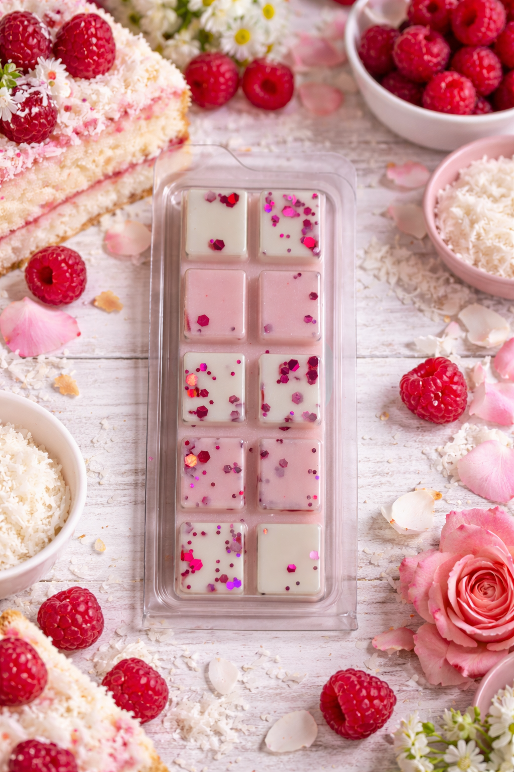 Raspberry Coconut Cake Wax Melt | Strong Scented Soy Wax Melts UK