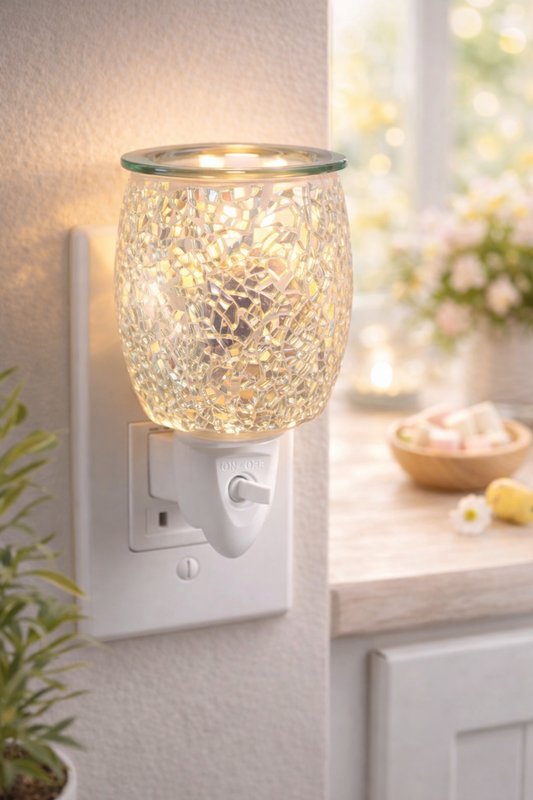 Wax Melter Plug In - Silver Glass Mosaic 12cm