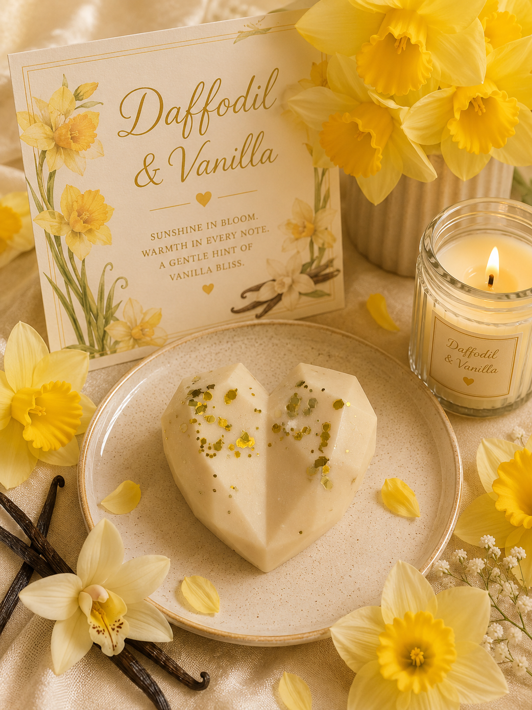 Daffodil and Vanilla Wax Melt Shape | Strong Scented Soy Wax Melts UK