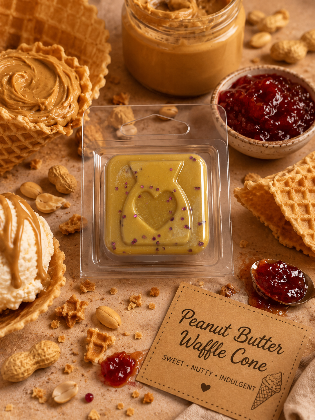 Peanut Butter Waffle Cone Wax Melt Sample | Strong Scented Soy Wax Melts UK