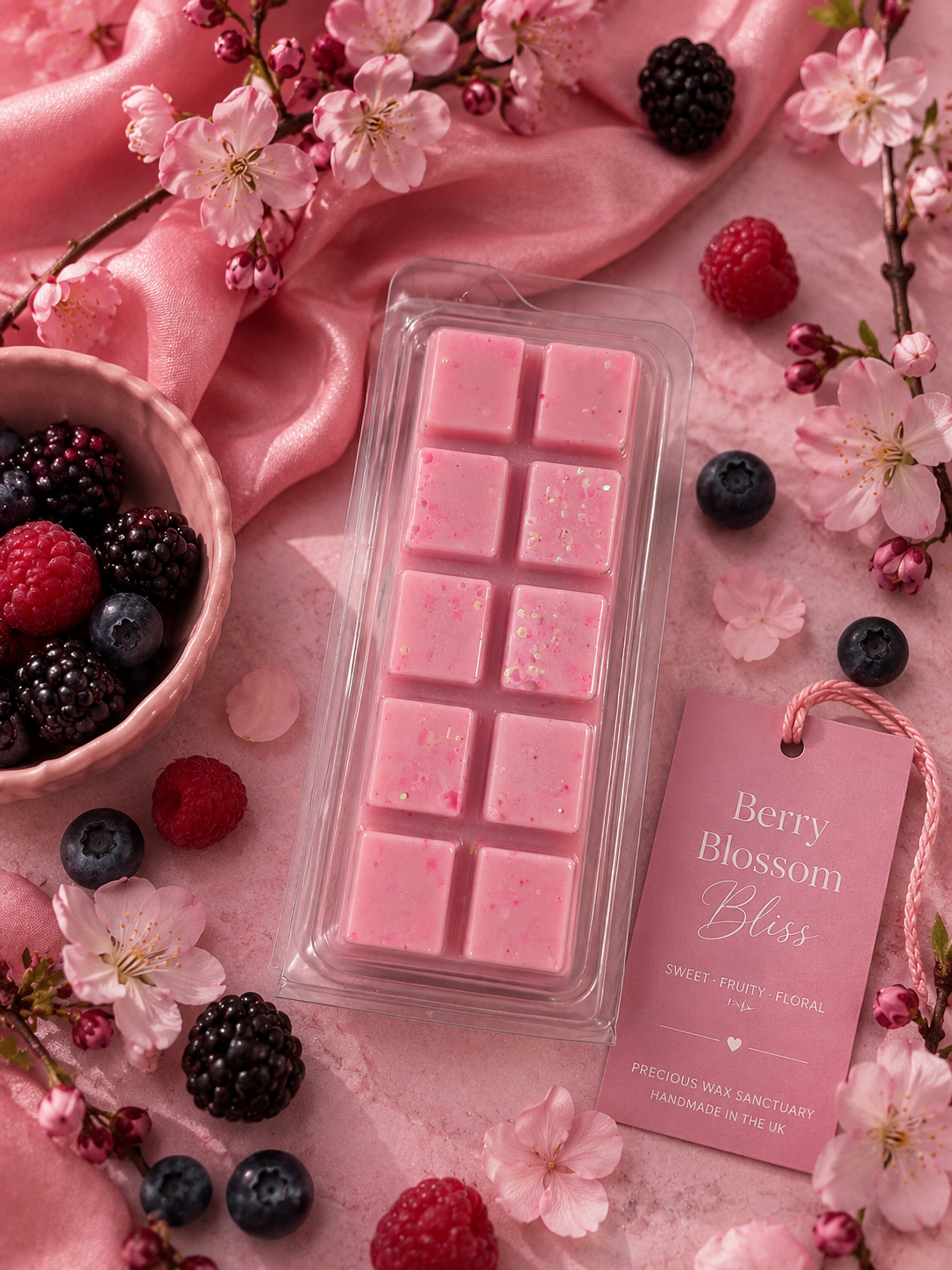 Berry Blossom Bliss Wax Melt Bar | Strong Scented Soy Wax Melts UK