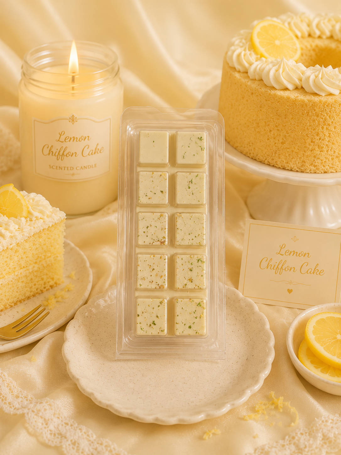 Lemon Chiffon Cake Wax Melt | Strong Scented Soy Wax Melts UK