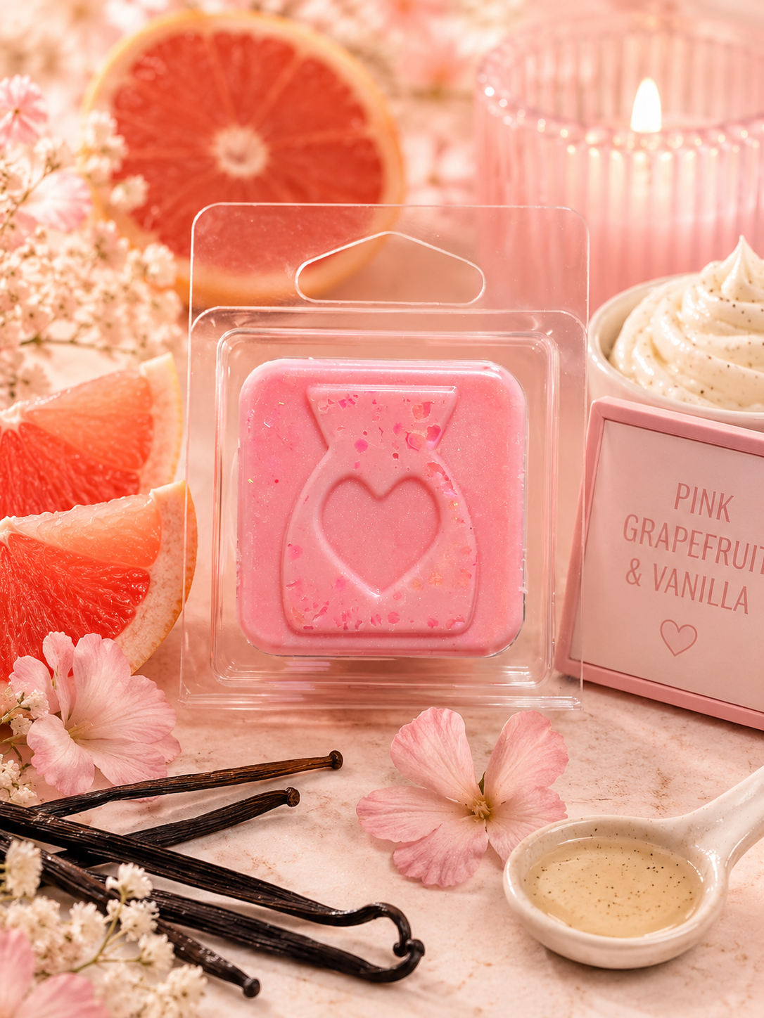 Pink Grapefruit & Vanilla Wax Melt Sample