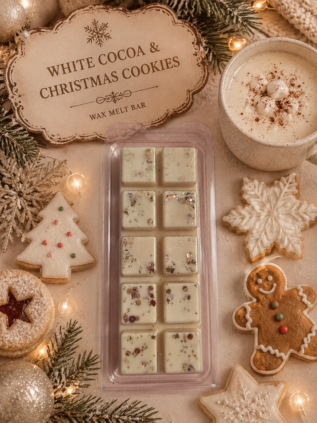 White Cocoa and Christmas Cookies Wax Melt Bar