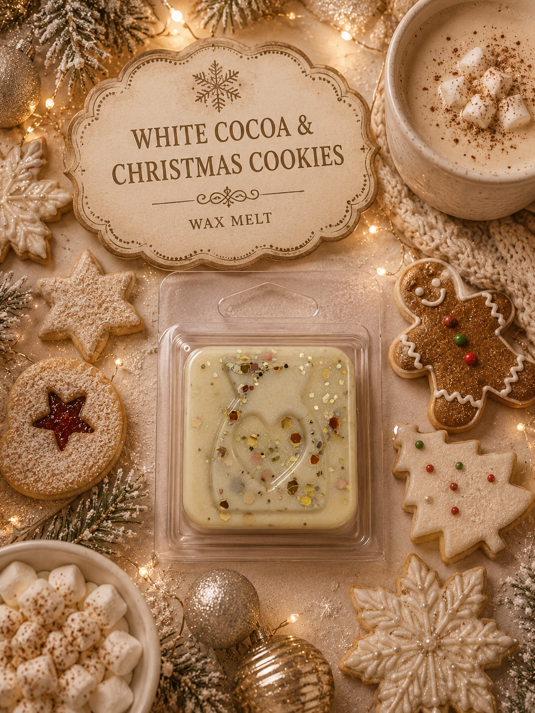 White Cocoa and Christmas Cookies Wax Melt Sample