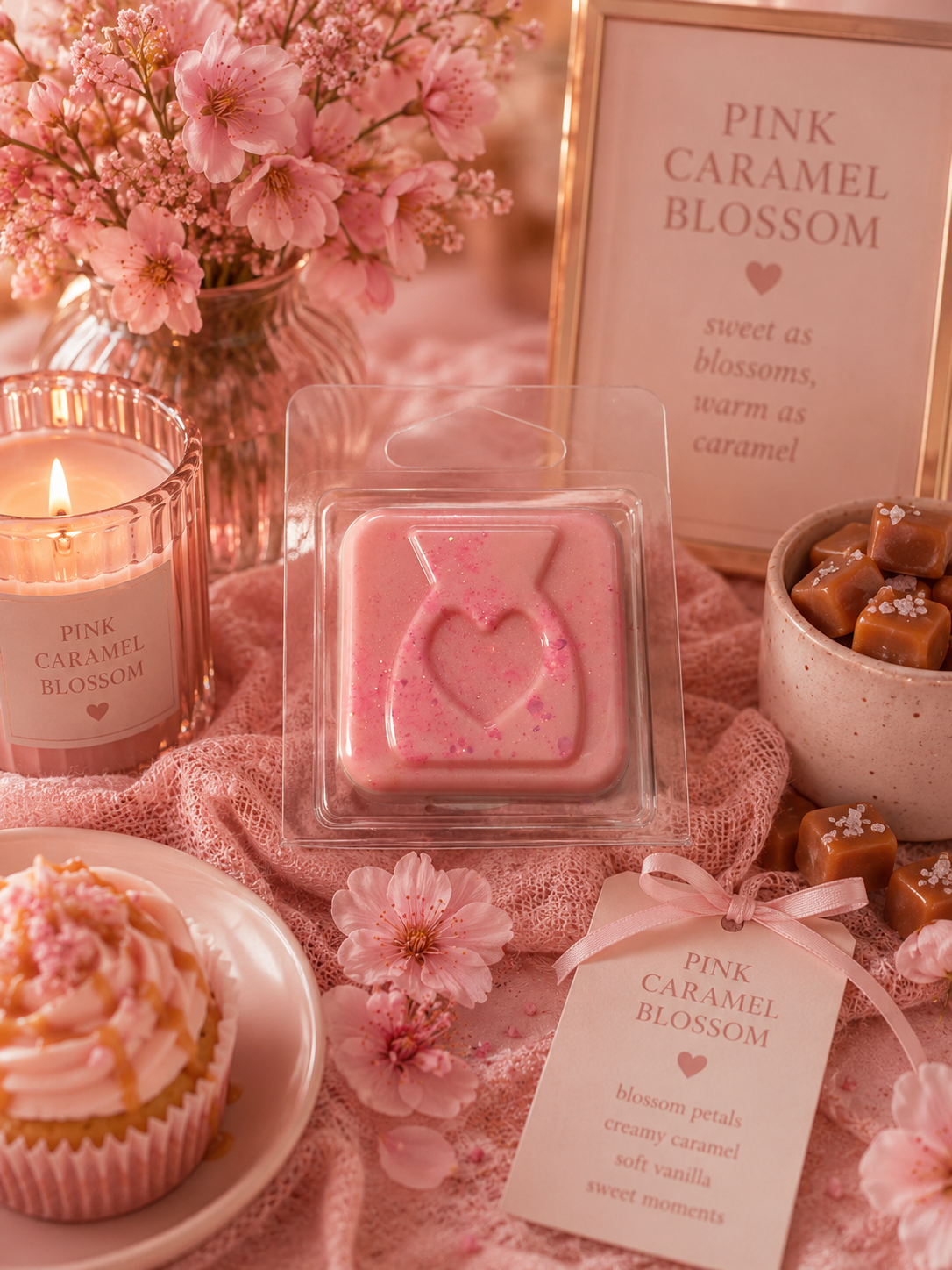 Pink Caramel Blossom Wax Melt Sample