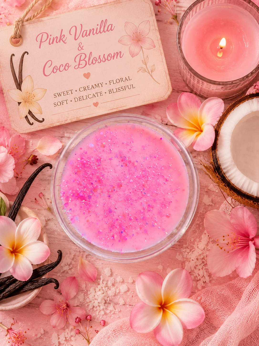 Pink Vanilla and Coco Blossom Wax Melt Pot