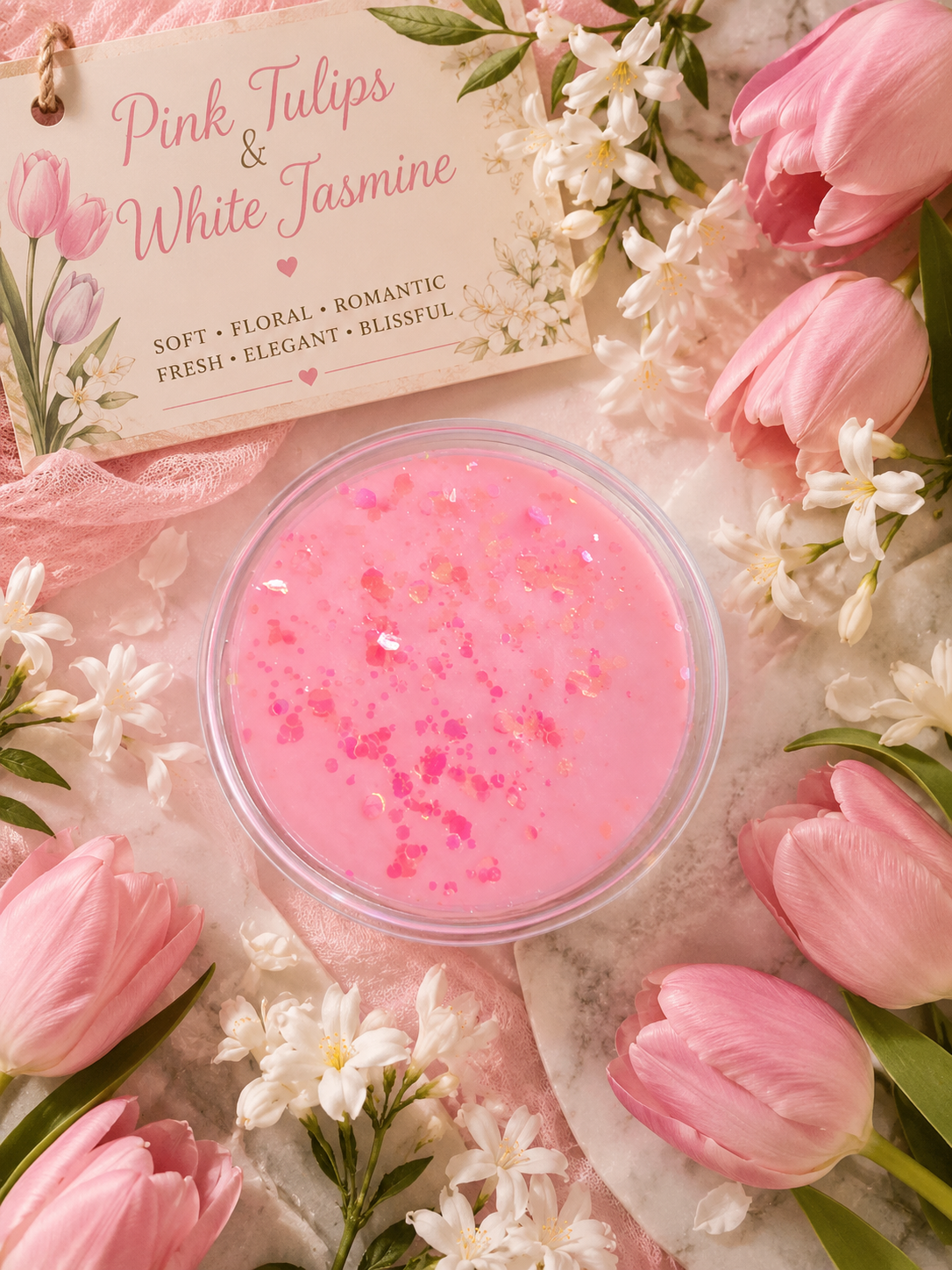 Pink Tulips and White Jasmine Wax Melt Pot