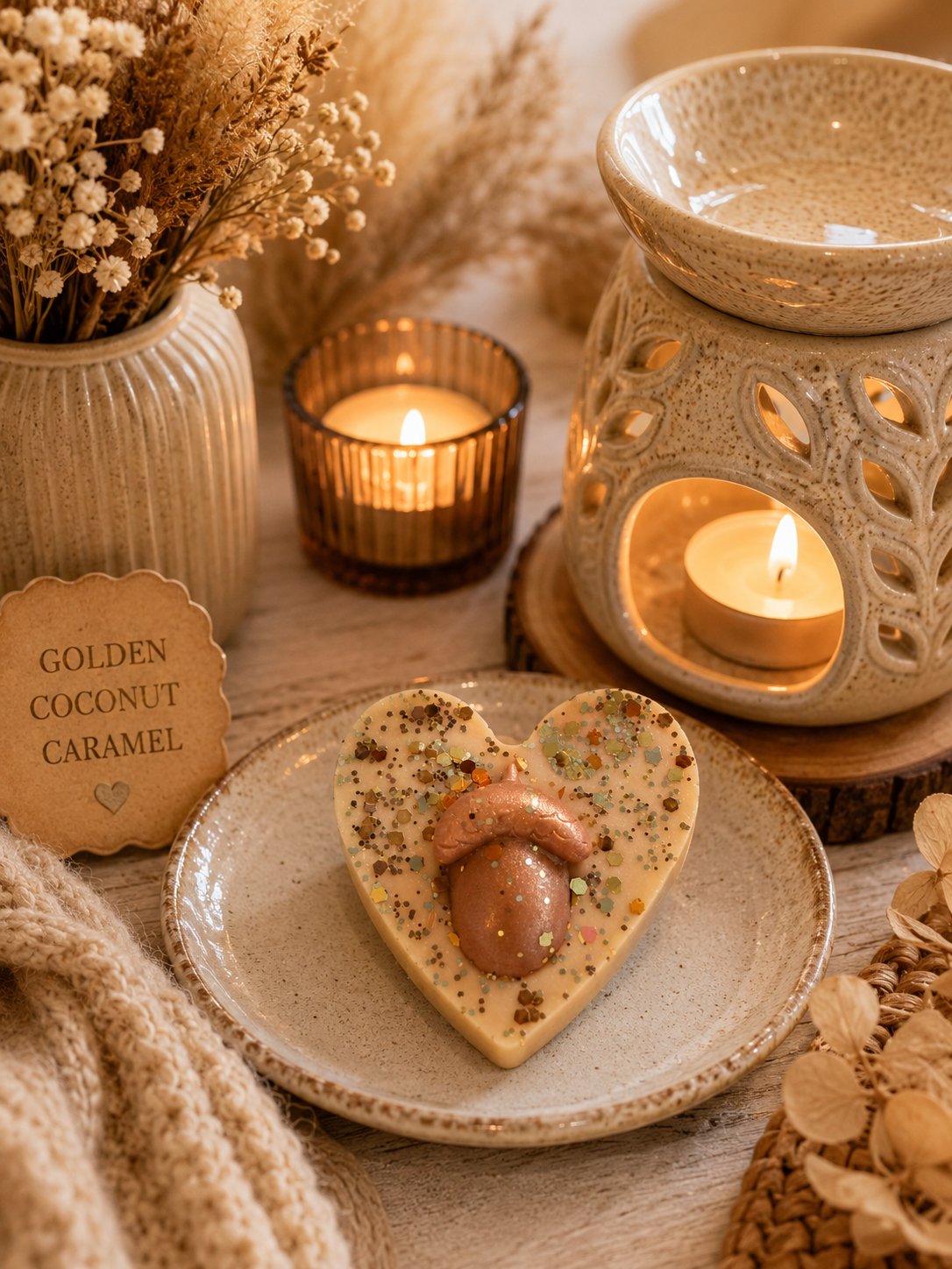 Golden Coconut Caramel Wax Melt Shape | Strong Scented Soy Wax Melts UK