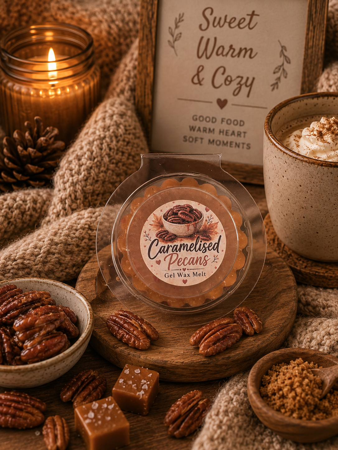 Caramelised Pecans Gel Wax Melt | Strong Scented Gel Wax Melts UK