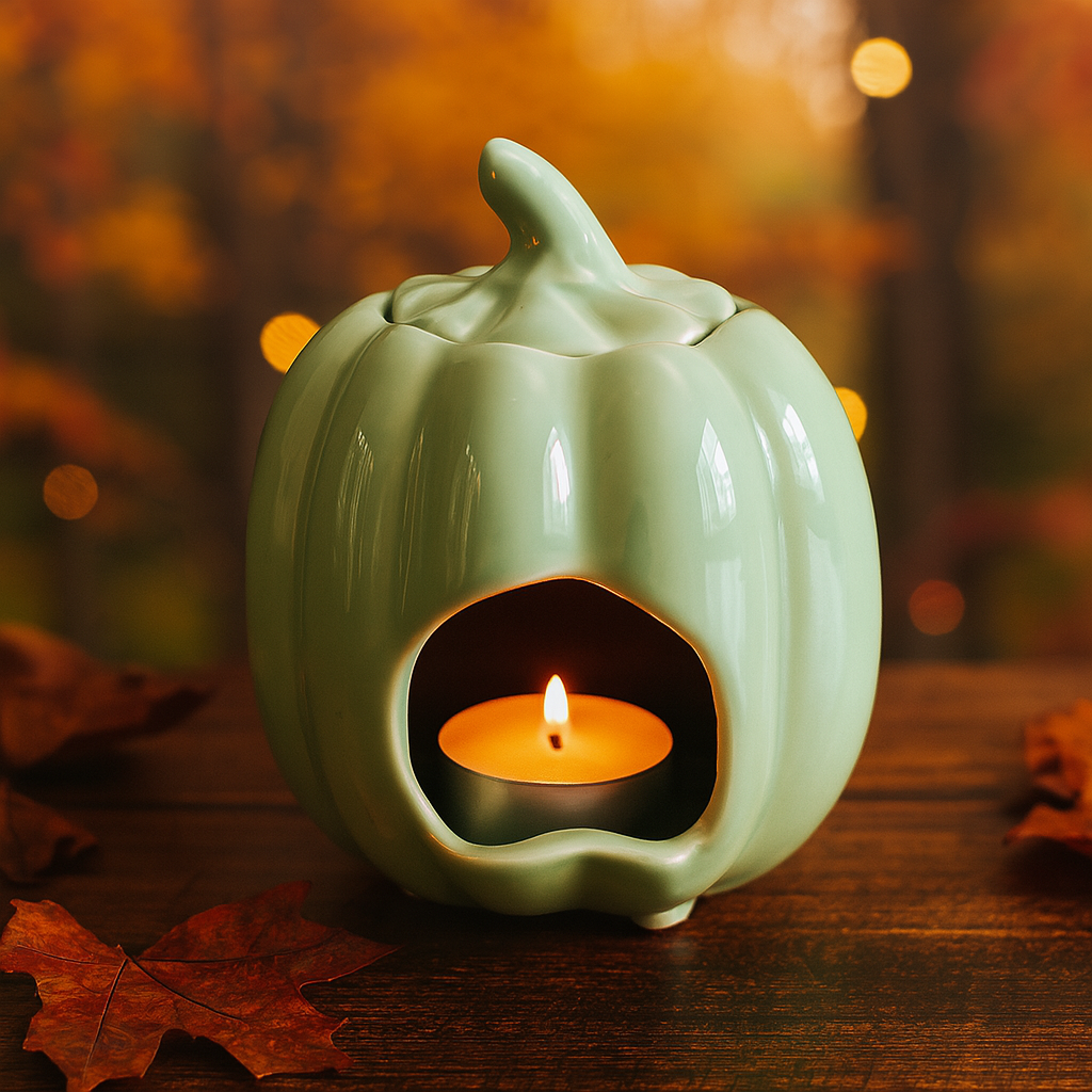 Sage Green Pumpkin Tealight Burner