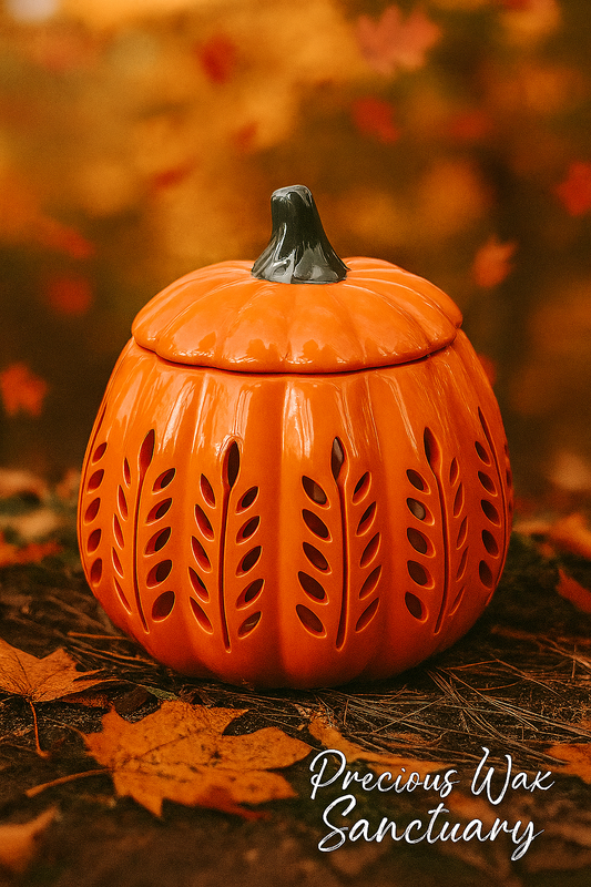 Orange Leaf Cut Out Pumpkin Oil Burner and Wax Warmer