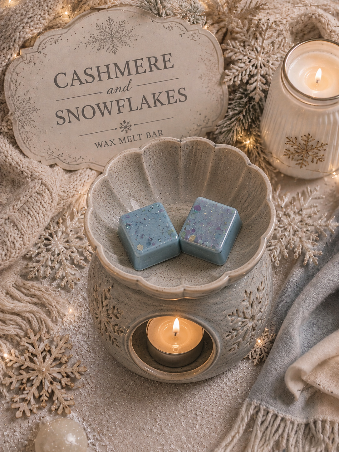 Cashmere and Snowflakes Wax Melt | Strong Scented Soy Wax Melts UK