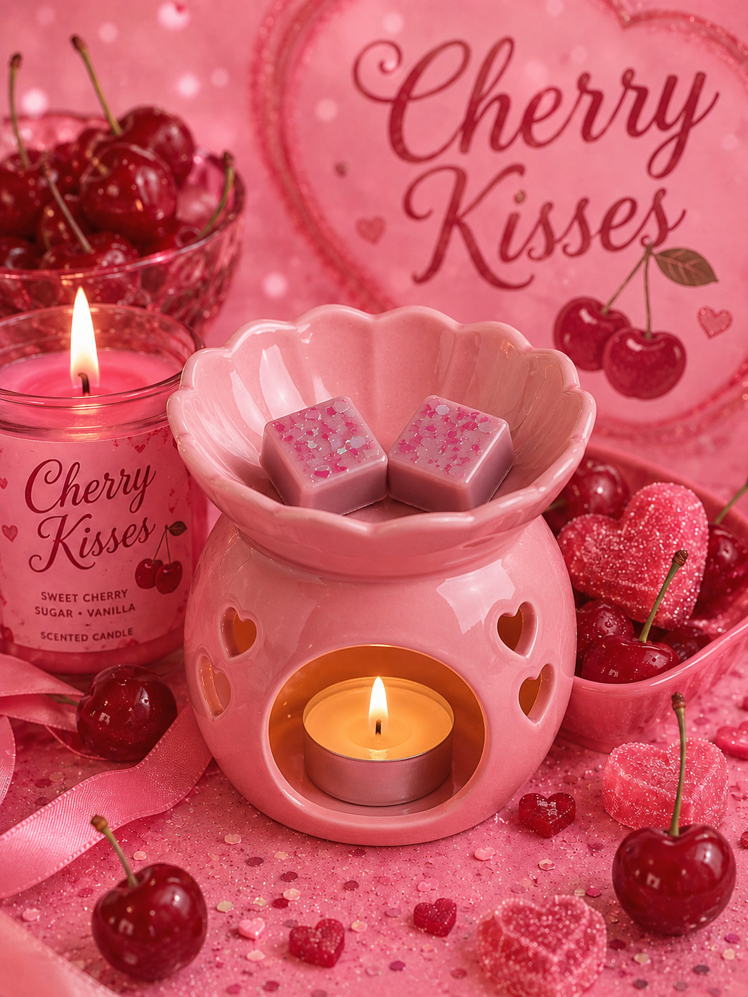 Cherry Kisses Wax Melt | Strong Scented Soy Wax Melts UK