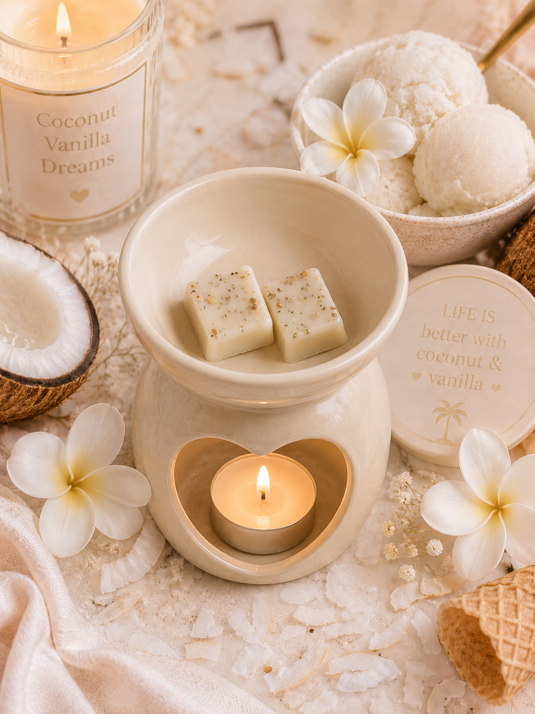 Vanilla Coconut Sorbet Wax Melt | Strong Scented Soy Wax Melts UK
