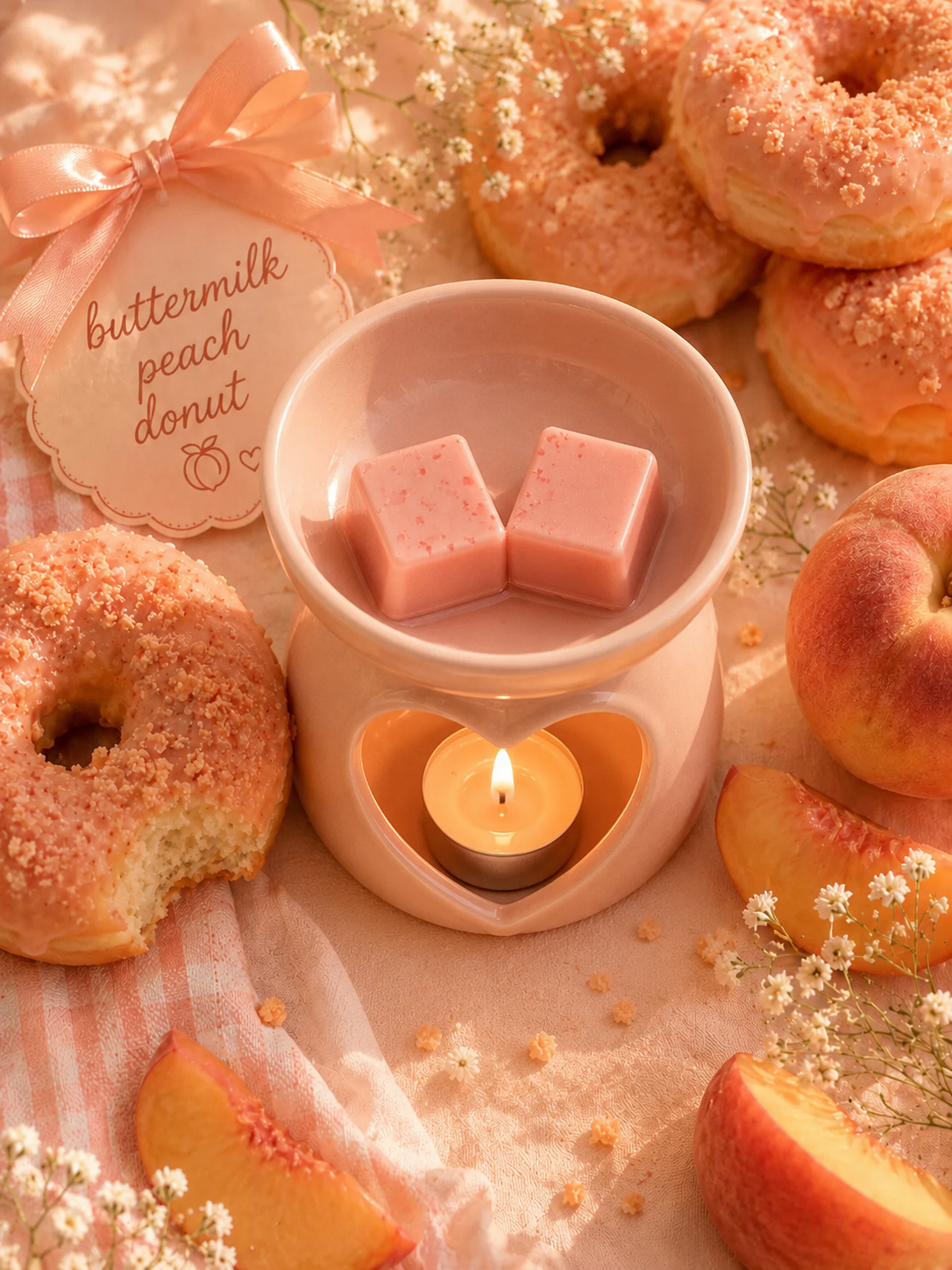 Buttermilk Peach Donut Wax Melt | Strong Scented Soy Wax Melts UK
