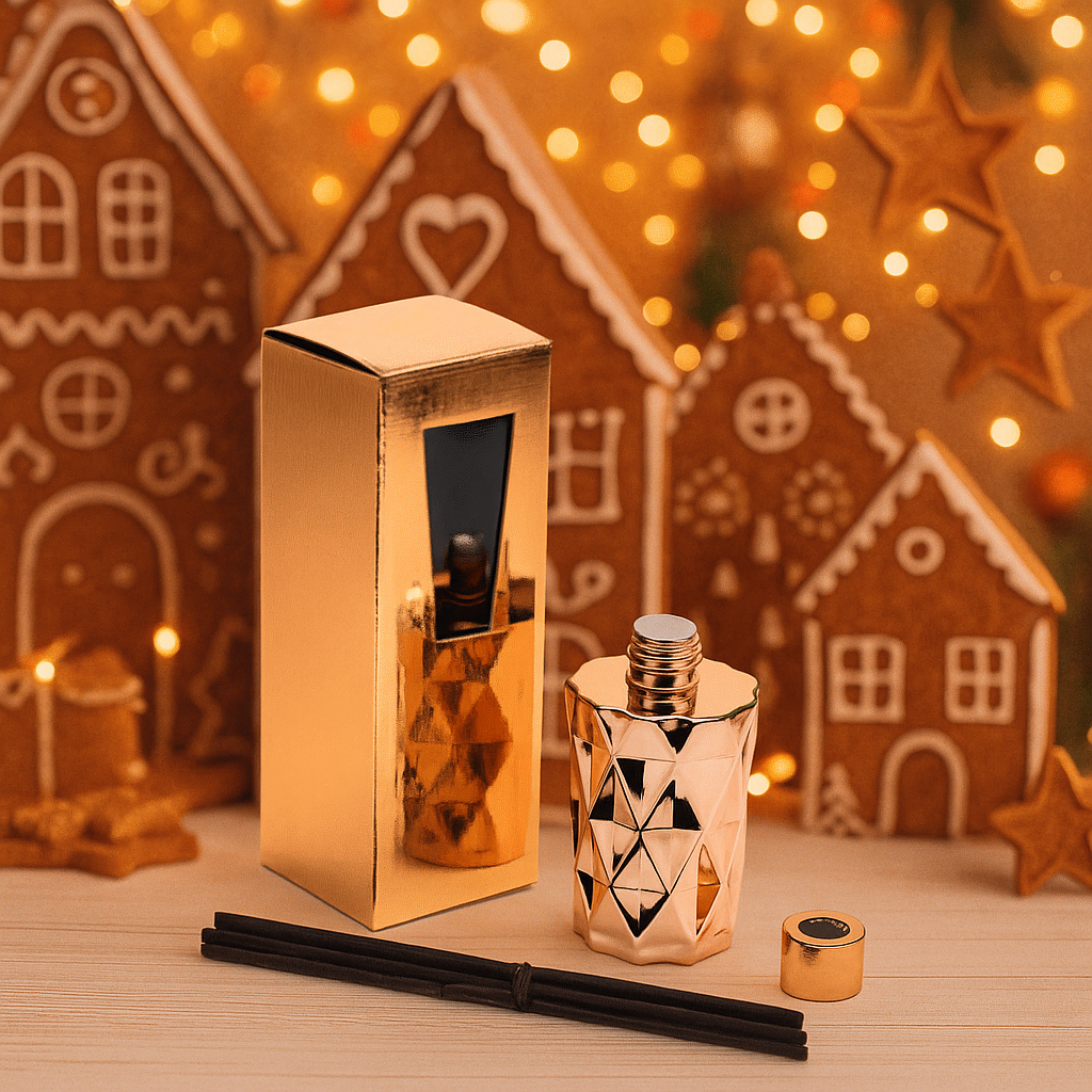 Gingerbread House Rose Gold Diamond Reed Diffuser Gift Set