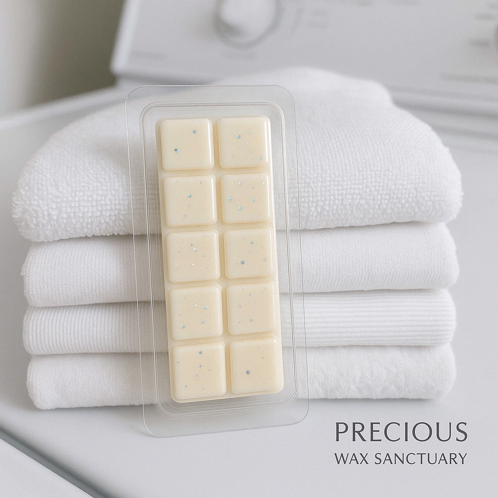 Clean Queen Wax Melts featuring a fresh, crisp fragrance with notes of clean linen, subtle floral hints, and a touch of citrus, evoking a spotless and refreshing scent.