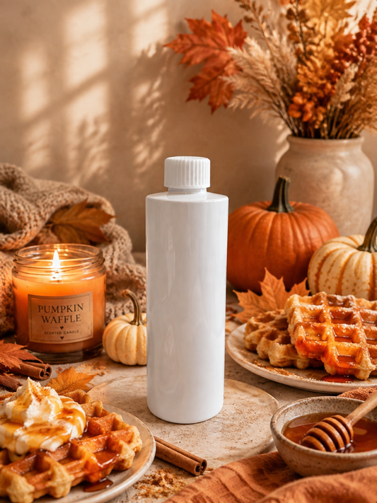 Cosy afternoon reed diffuser refill with autumn background 