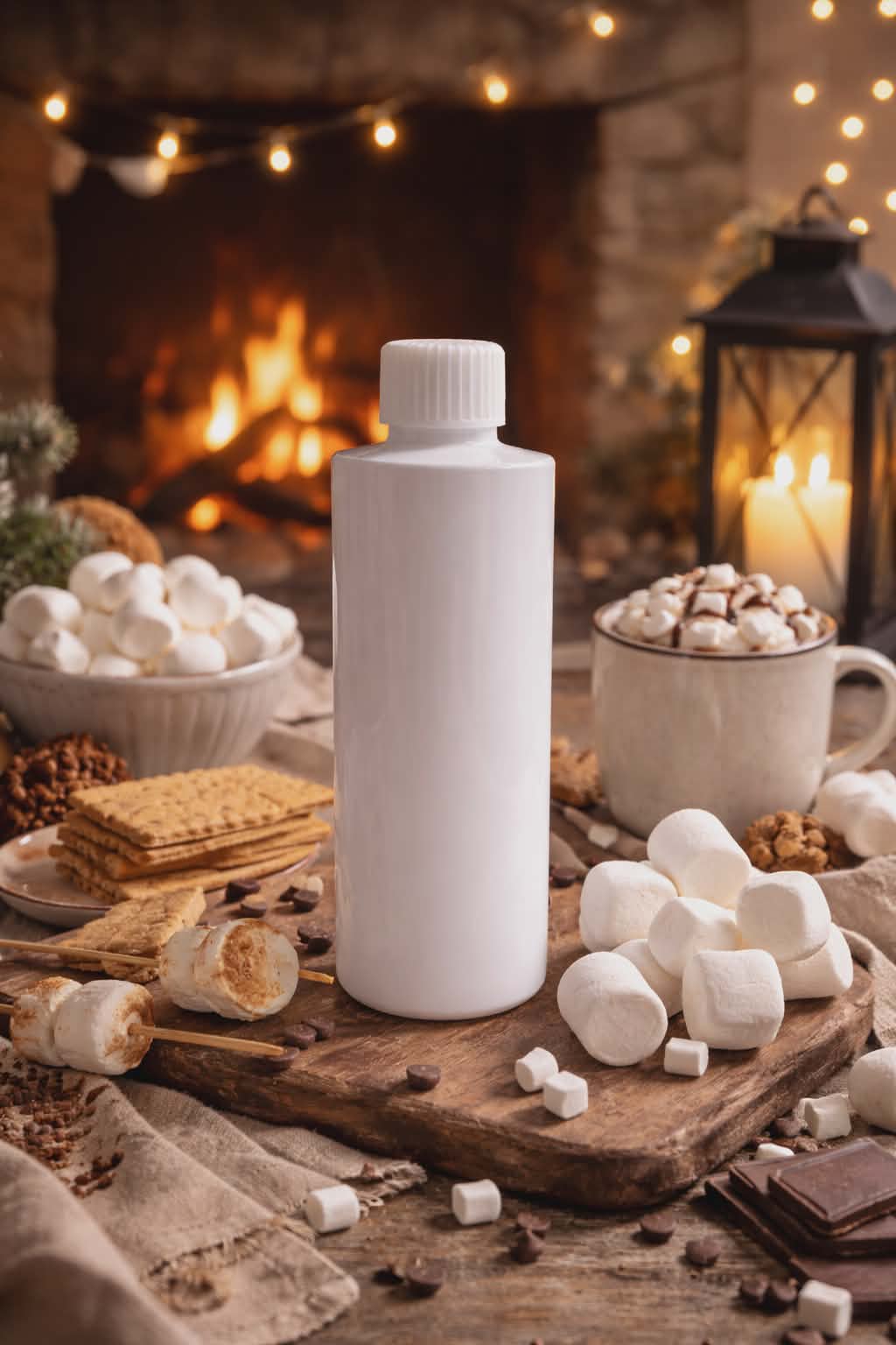 Festive fireside treats reed diffuser refill with matching decor.