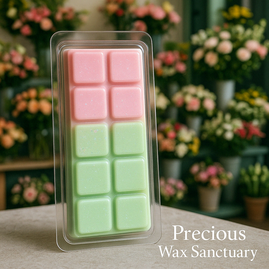 Bring the beauty of a flower shop home! 🌸🌿 Our 'Flower Shop' wax melt. It's pure fresh, green, and vibrant bliss!