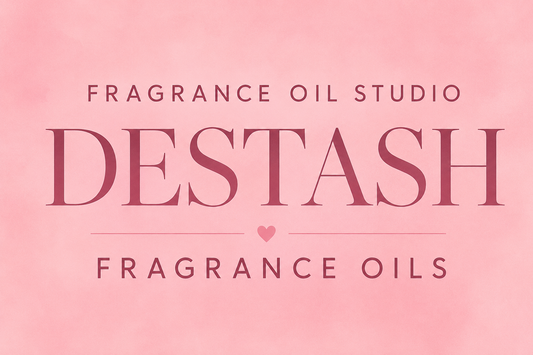 Fragrance Oil Studio Destash logo on a pink background