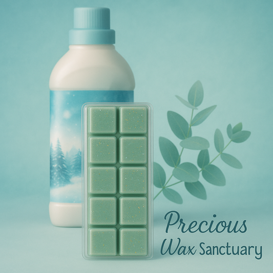 Get that fresh laundry feeling with a cool twist! Our 'Frosted Eucalyptus Laundry Inspired' wax melt is here. 