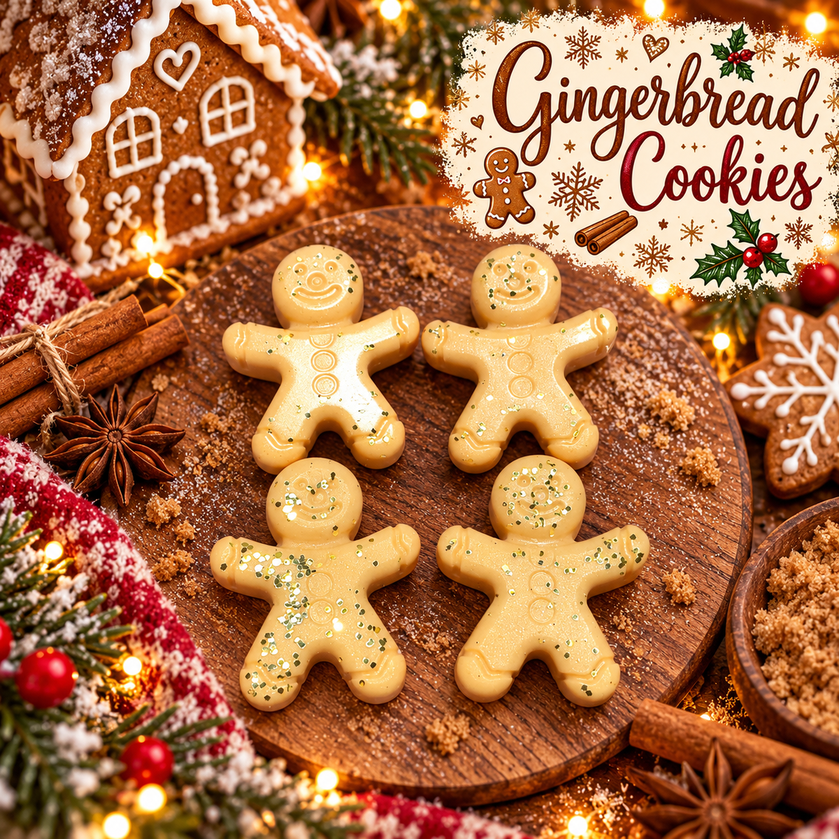 gingerbread cookies scented soy wax melt shapes christmas gift festive background