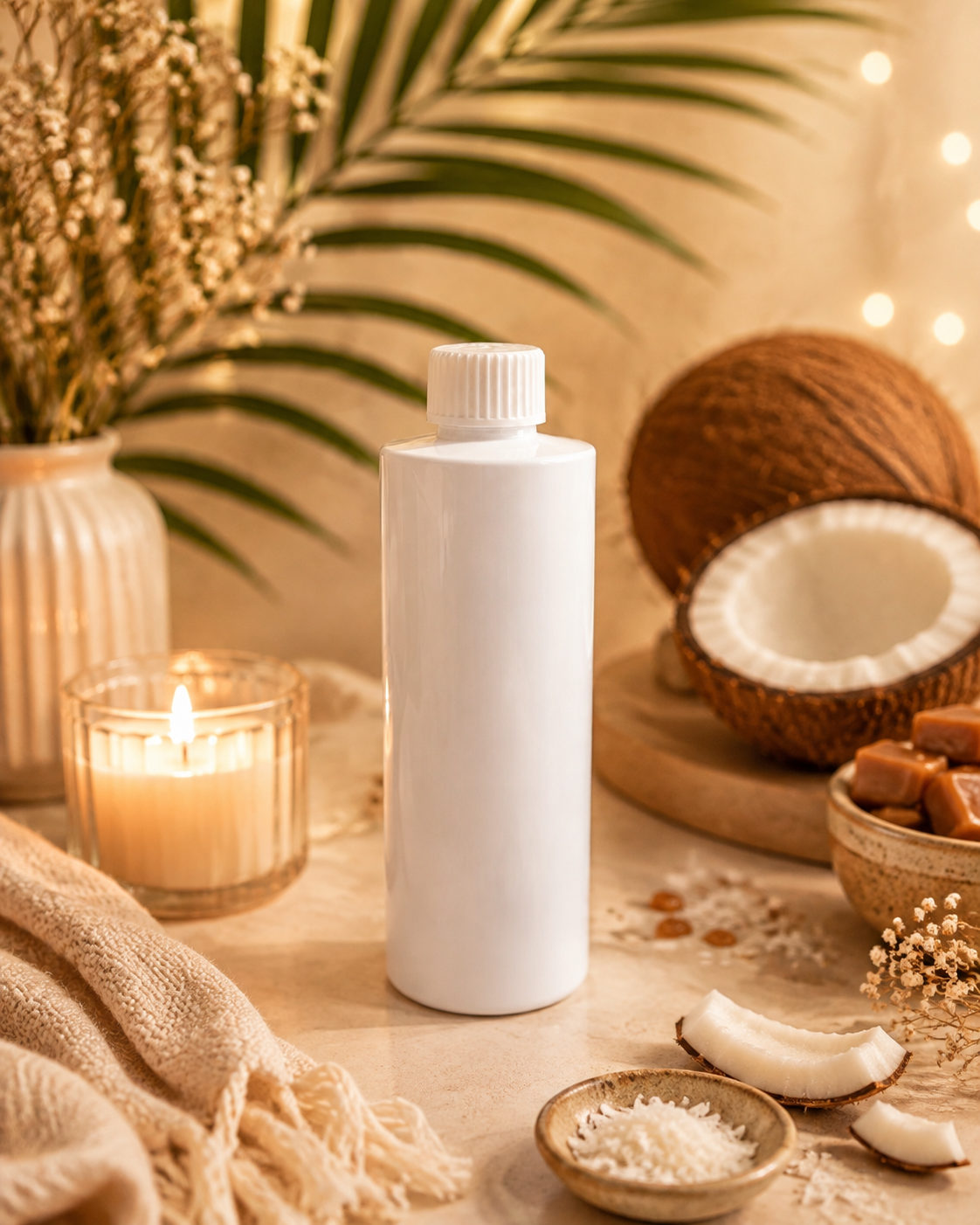 Golden coconut caramel scented reed diffuser refill perfect summer scent.