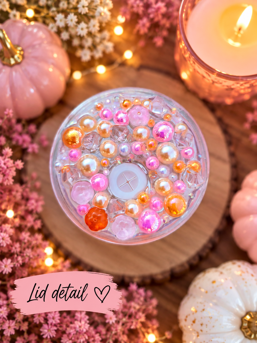lid detail for 16oz halloween snowglobe tumbler handmade embellishments.