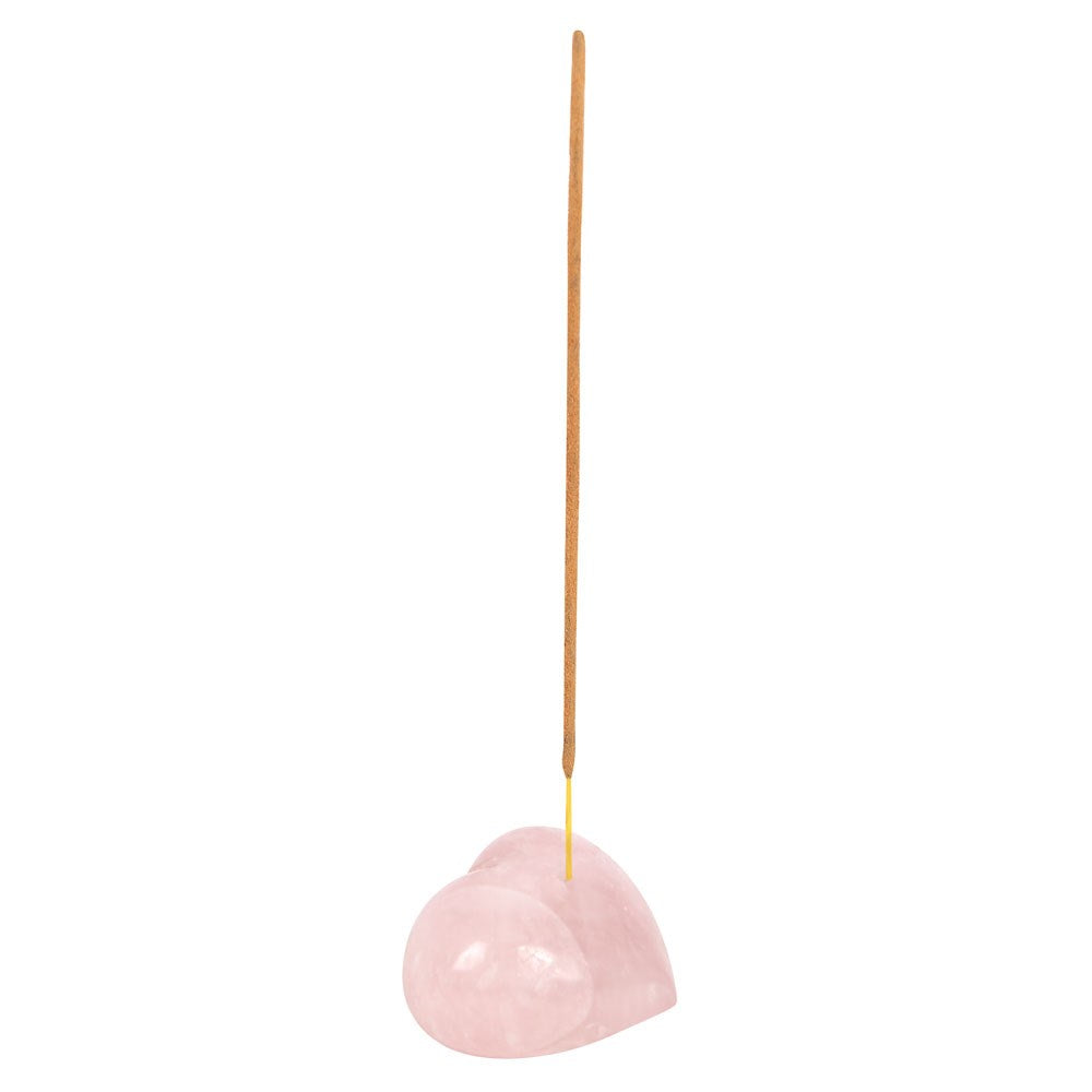 Rose Quartz Crystal Heart Incense Stick Holder