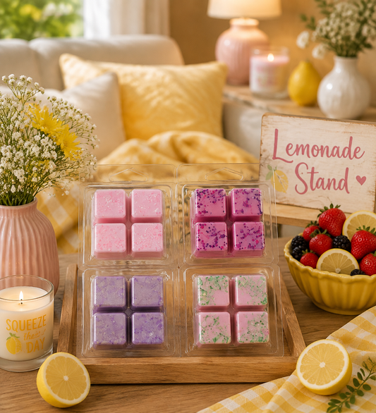 Lemonade theme scented wax melts in cosy home.