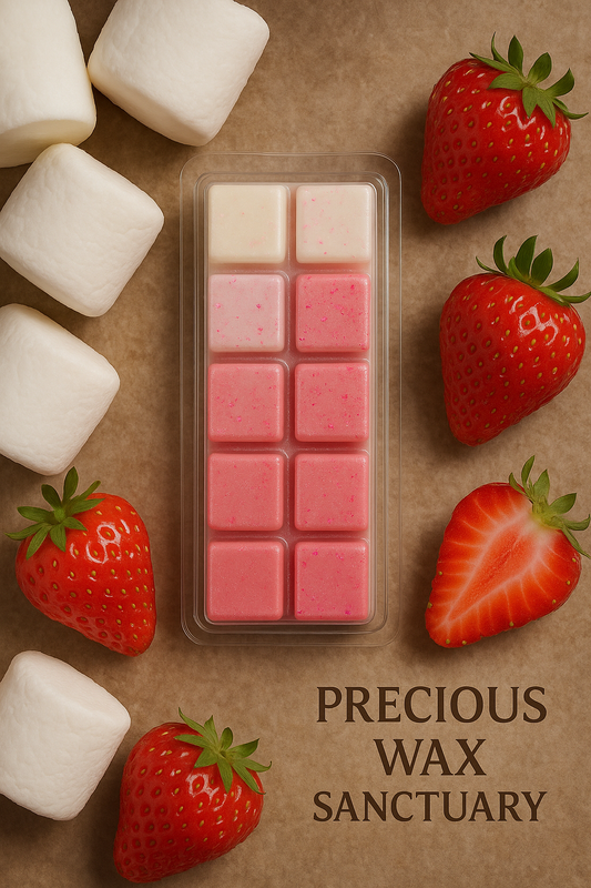 Indulge your sweet tooth! 🍓☁️ Our 'Marshmallow and Strawberry' wax melt is pure deliciousness. 